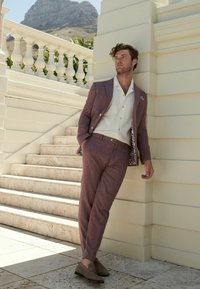 Next SLIM FIT LINEN BLEND - Housut - pink