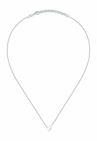 Sølv kædedyse med en lille, poleret hjerteformet vedhæng og en tankklipslukning med justerbare links.