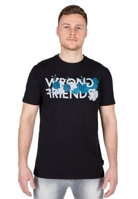 Wrong Friends BLUE ROSES  - Triko s potiskem - black