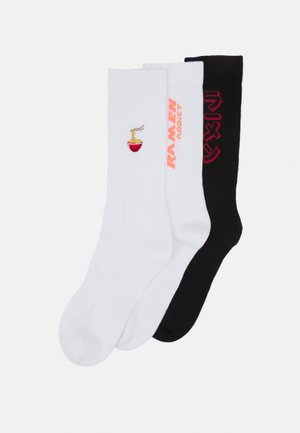 RAMEN 3 PACK - Strumpor - white/black