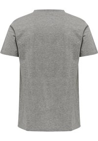 Grå kortärmad t-shirt i mjuk bomullsblandning, med rund halsringning och enkel design utan dekorationer eller mönster.