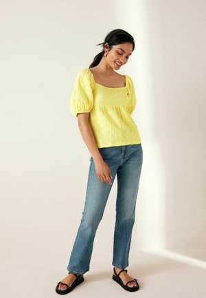 TEXTURED PUFF SLEEVE - REGULAR FIT - Blus - yellow