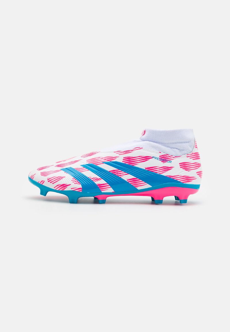 adidas Performance PREDATOR LEAGUE LACELESS FG - Scarpe da calcio per terreni duri - footwear white/solar blue/solar pink