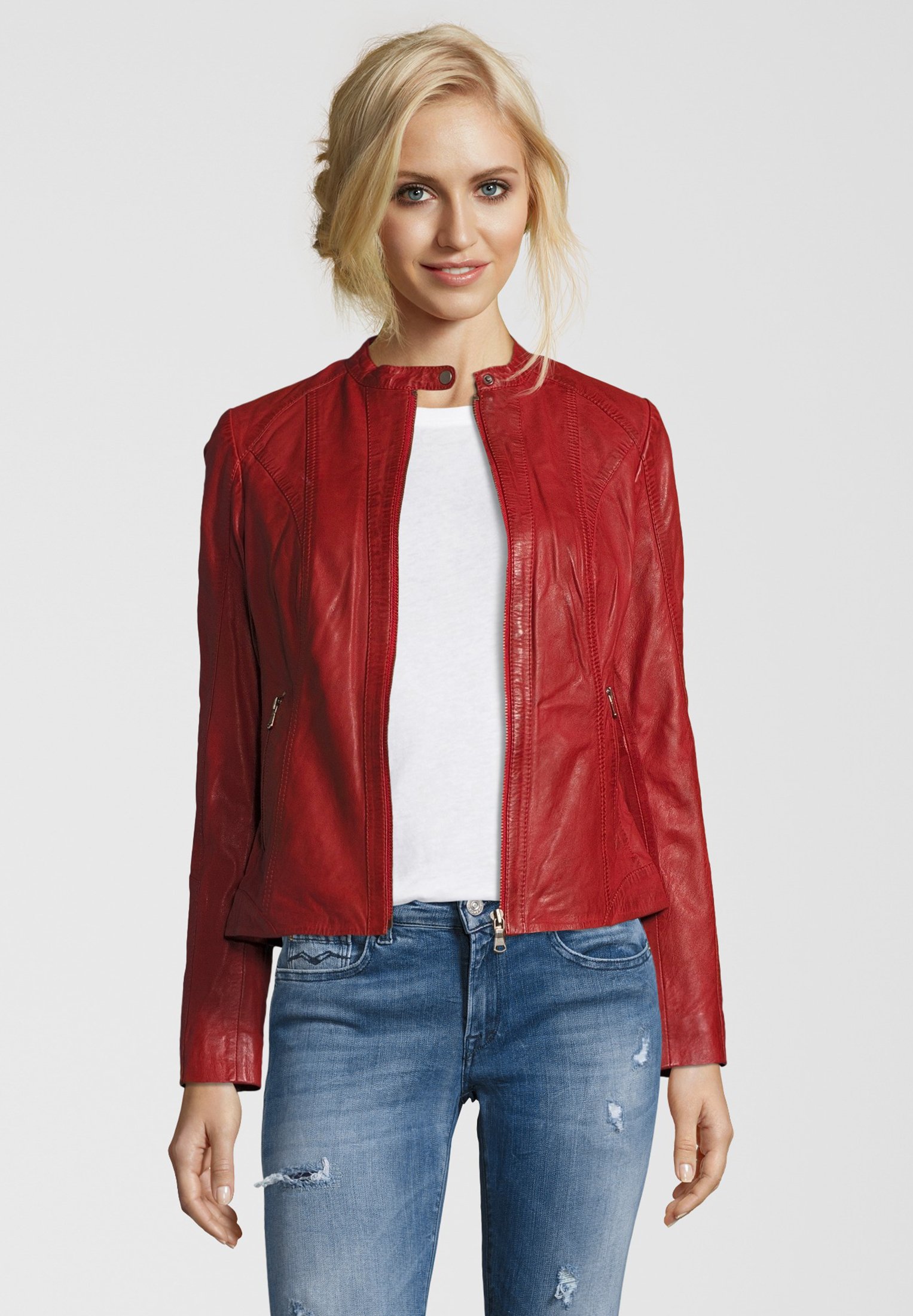 rote lederjacke imitat damen
