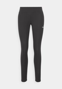 Leggings de sport noirs longueur intégrale avec taille haute et petit logo Puma sur le haut de la cuisse.