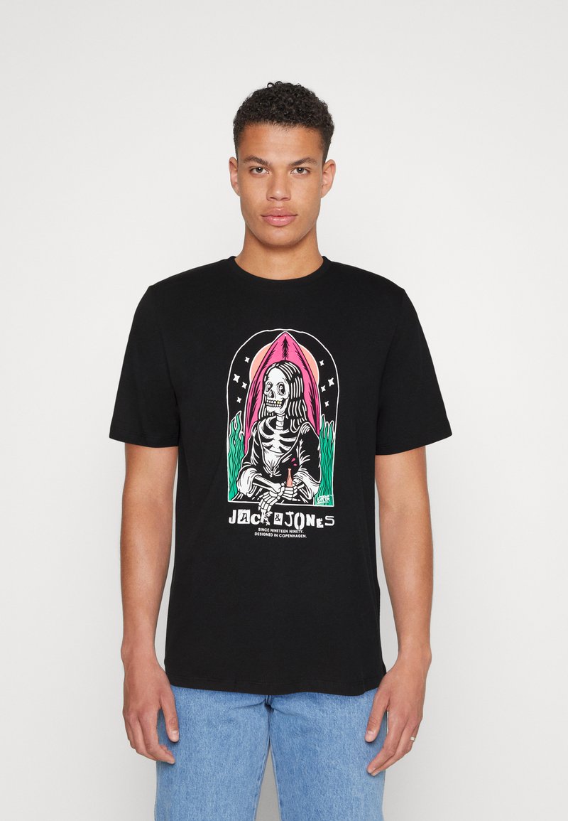 Jack & Jones JORAFTERLIFE TEE CREW NECK - T-shirt print - black/zwart ...