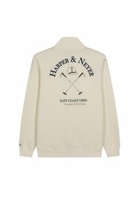 Felpa color crema con grafica sul retro che presenta la scritta "HARPER & NEYER," mazze da golf incrociate, un cappellino e la scritta "EAST COAST OPEN." Vestibilità classica.