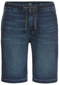 Denimshorts i en mørkeblå nuance, elastisk talje med snøring og en afslappet pasform. Glat tekstur med et klassisk design.