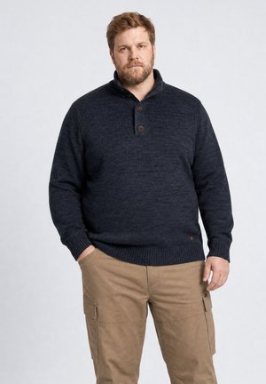 Petrol Industries, PLUS SIZE MELANGE KNIT POLO SHIRT STEELBRIDGE - Maglione - royal navy