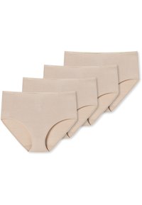 Mutande hipster in cotone beige in confezione da quattro, caratterizzate da una texture a coste e un design senza cuciture con una vita ampia.