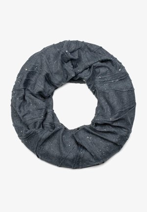 Chouchou en tissu gris foncé avec de subtils éclats argentés, présenté à plat sur un fond blanc.