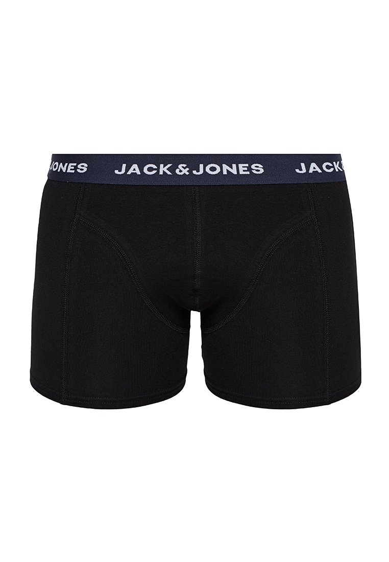 Mustat bokserid sinise elastse vöökohtaga, millel on valge "JACK & JONES" bränding. Pehme, veniv kangas, mis istub mugavalt.