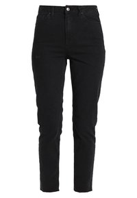 Černé úzké džíny s vysokým pasem vyrobené z denimu, s klasickým pětipocket designem a zipem s knoflíkovým zapínáním.