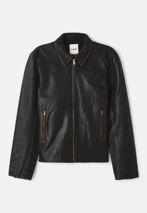 sandro MINIMAL USED JACKET - Leren jas - moka