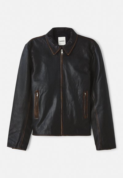 sandro MINIMAL USED JACKET - Usnjena jakna - moka