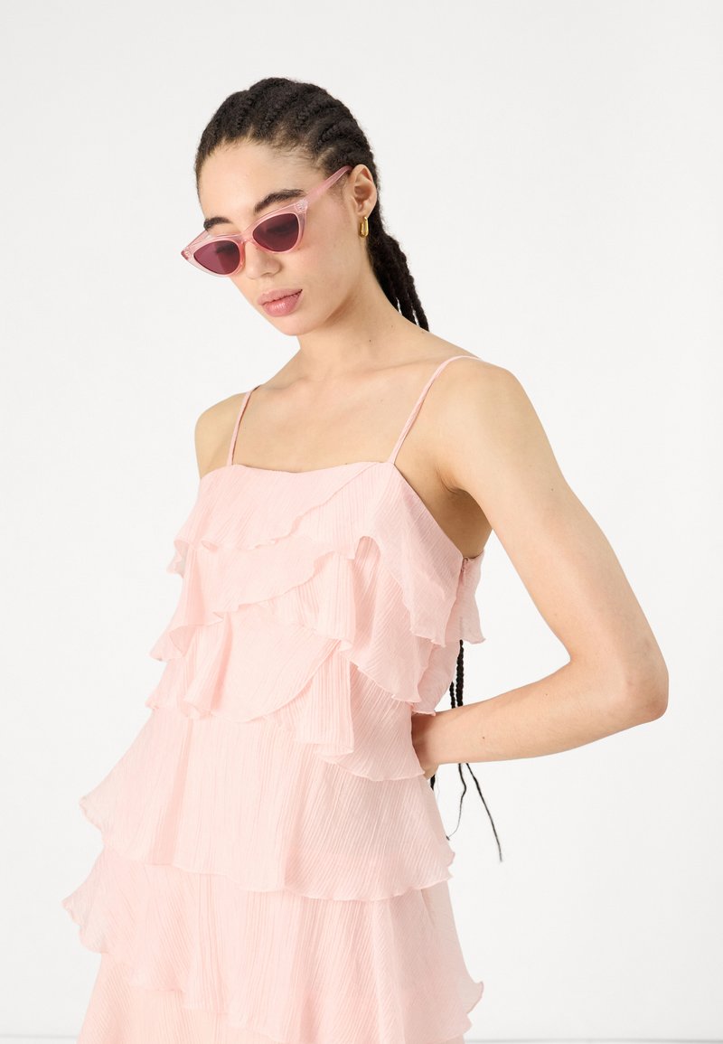 strapless open back dress Just Friends Strapless Ruffle Maxi Dress Light Pink– Selfie Leslie main image 0