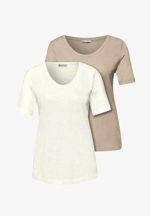 Street One, BASIC T-SHIRTS IM 2ER-PACK - T-shirt basique - off white cotton/beige