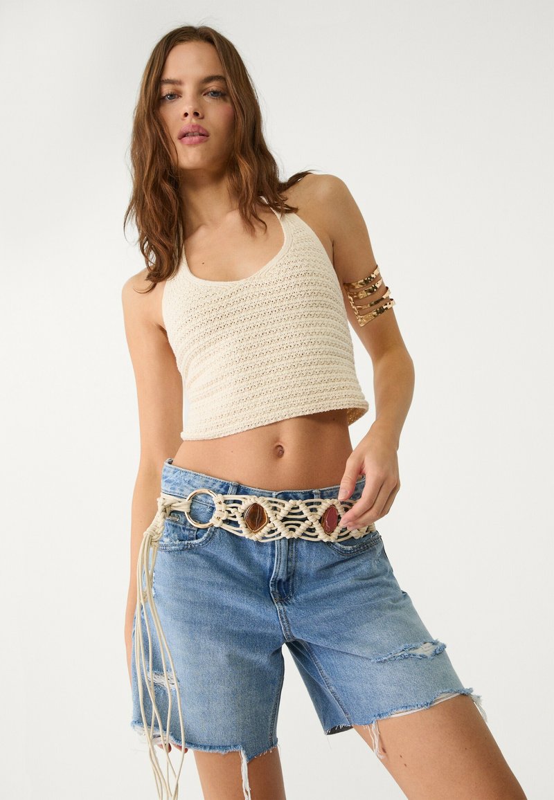 Stradivarius - Braided belt - beige, Enlarge
