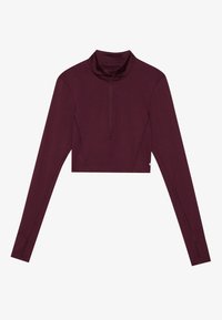 CROPPED HIGH NECK LONG SLEEVE TOP WITH 1/2 ZIP &THUMB HOLES - Hosszú ujjú felső - bordeaux