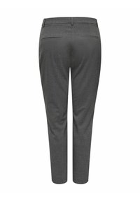 Pantaloni grigi con vestibilità su misura, caratterizzati da una texture liscia, due tasche posteriori e un motivo sottile. Linee pulite e una silhouette moderna.