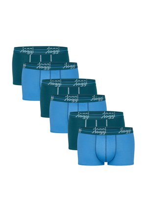 Sæt med seks herreboxershorts i to nuancer af blå og mørkegrøn. Fremstillet af blødt stof med elastiske linninger med logoer.
