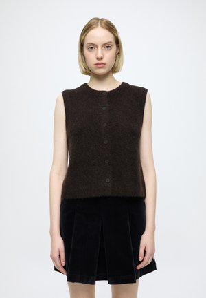 KNIT CARDIGANS SLEEVELESS - Vesta - black espresso