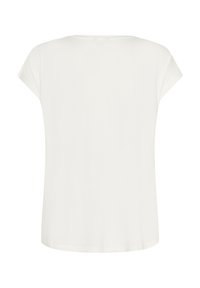 T-shirt blanc à manches courtes avec un col rond et une coupe décontractée. Fabriqué en tissu doux avec une texture lisse, doté d'un ourlet droit.
