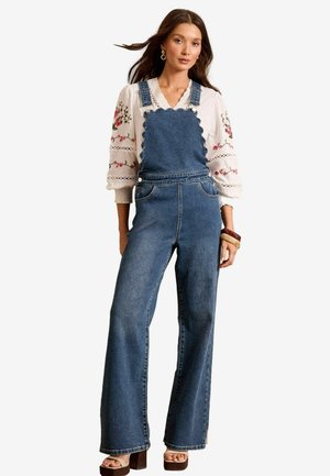 Love & Roses REGULAR FIT - SCALLOP EDGE  - Dungarees - mid wash blue