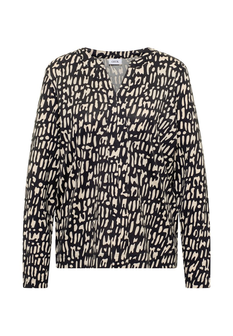 Cecil PRINT-IM-LOOK - Langarmshirt - grün/dunkelbraun - Zalando
