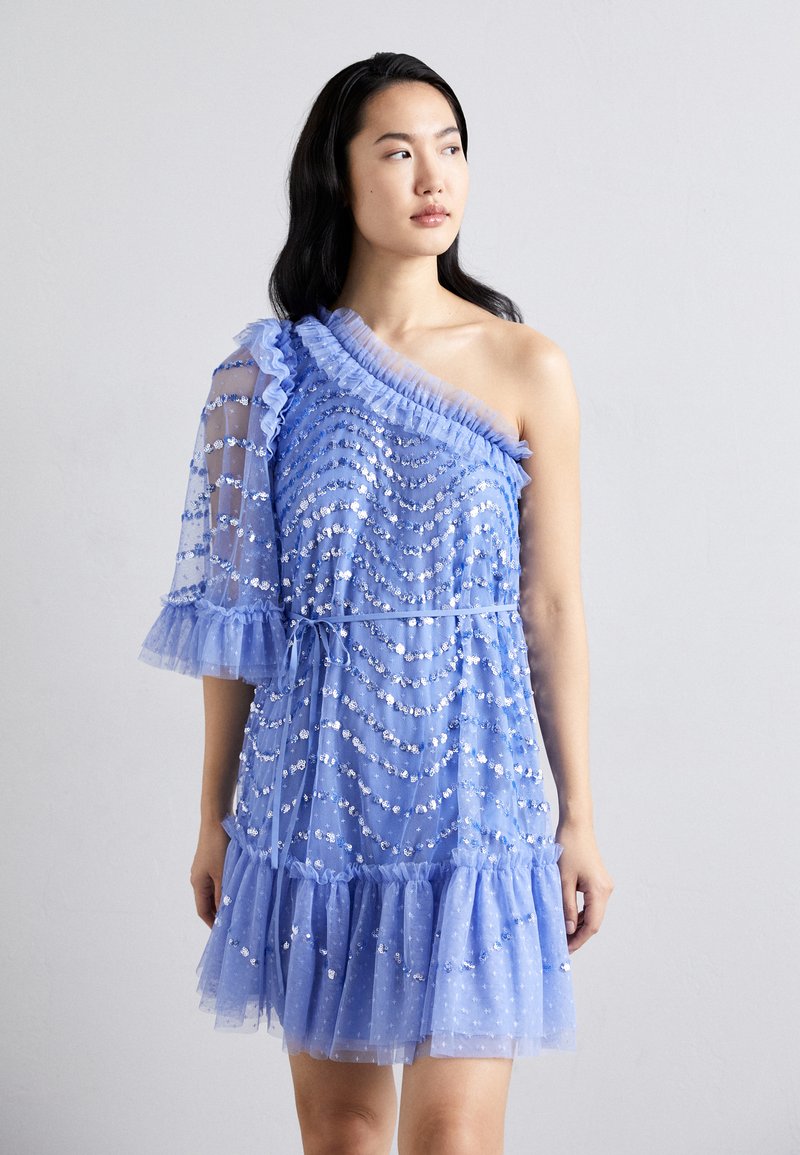 Needle & Thread SHIMMER WAVE GLOSS ONE SHOULDER MINI DRESS - Rochie cocktail/Rochie petrecere - twilight blue