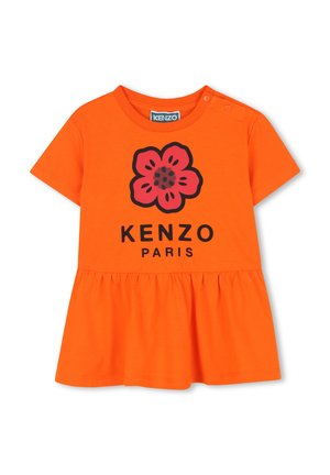 À MANCHES COURTES - Robe en jersey - orange fonce