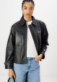 Mads Nørgaard SOFT JONES JACKET - Jachetă piele - black