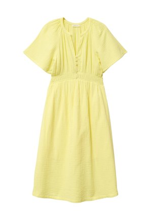 Cache Cache, CACHE CACHE CACHE CACHE PLISSIERTES MIDI-KLEID MIT V-AUSSCHNITT - Skjortekjole - jaune citron
