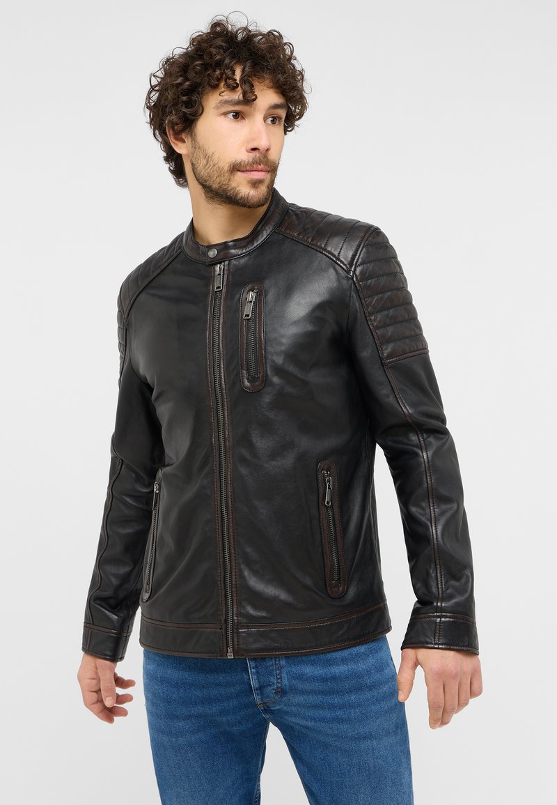 Mustang - Leather jacket - black brown, Enlarge
