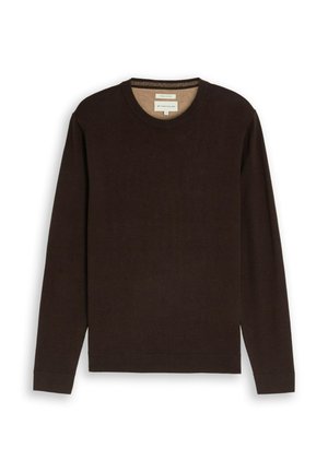 TOM TAILOR, BASIC STRICKPULLOVER AUS BAUMWOLLE - Pullover - dark chocolate brown melange