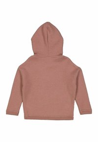 Felpa con cappuccio in un colore rosa tenue, realizzata in tessuto morbido, caratterizzata da maniche lunghe e un design semplice senza alcun motivo visibile.