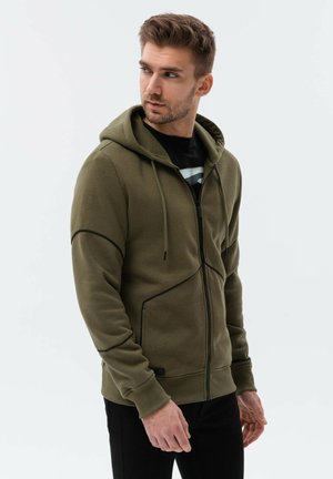 Felpa con zip - olive