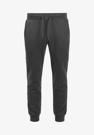 Grå bomullssweatpants med elastisk midjebånd, snøring, sidelommer og avsmalnende ben. Myk tekstur med ribbestrikkede mansjetter.