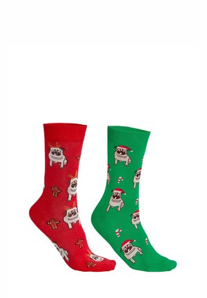 WEIHNACHTS SET OF 2     - Socken - grün + rot