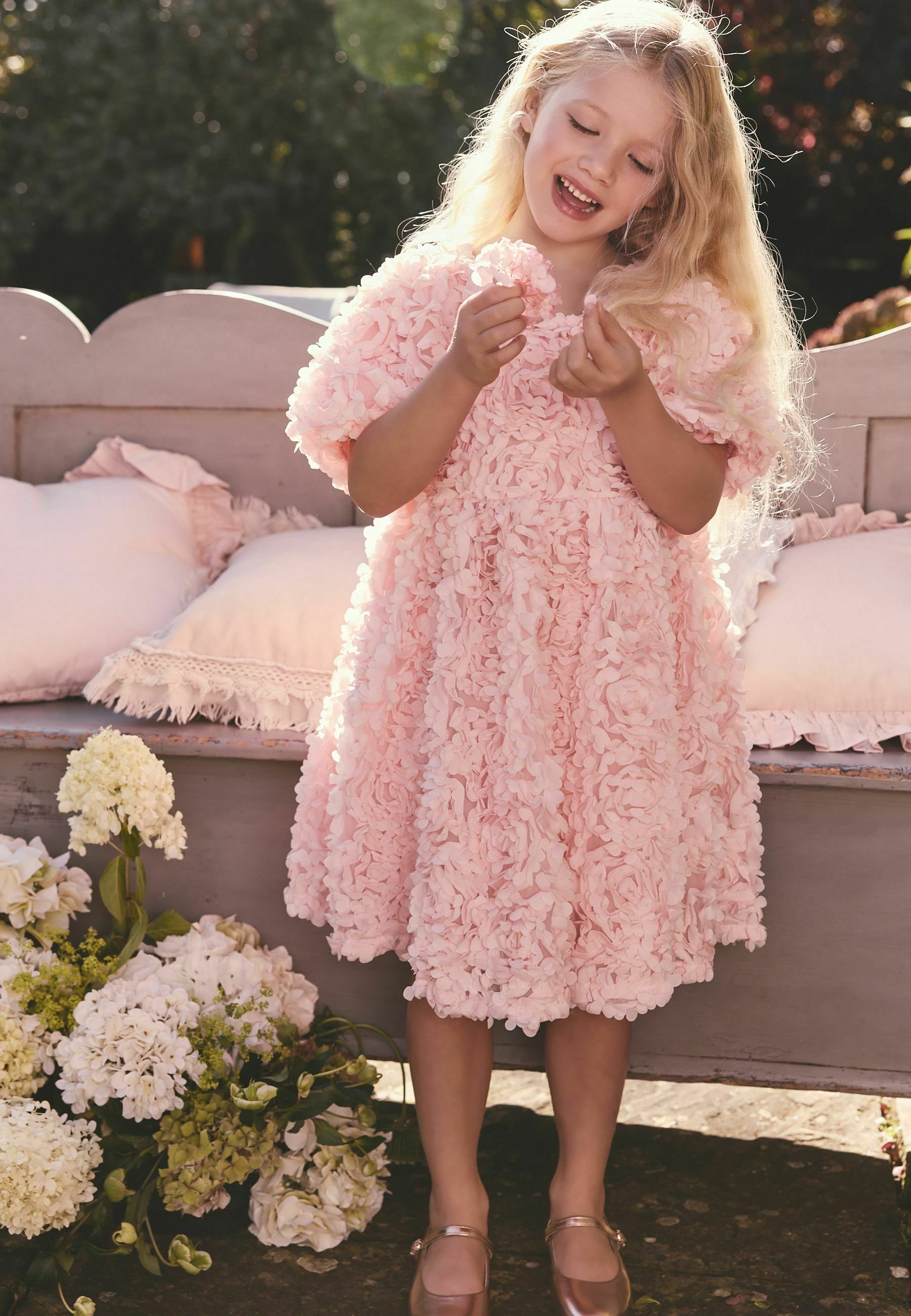 Robe D'été Fille Next - Taille 4 Ans, Rose Corail - Longueur 27 Pouces, Style Fit & Flare - Occasion En Très Bon état