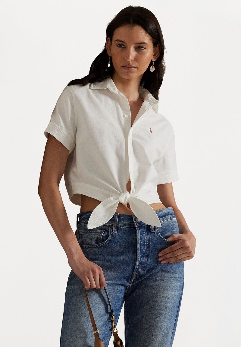 Polo Ralph Lauren - COTTON OXFORD TIE FRONT CROPPED SHIRT - Paitapusero - white, Suurenna