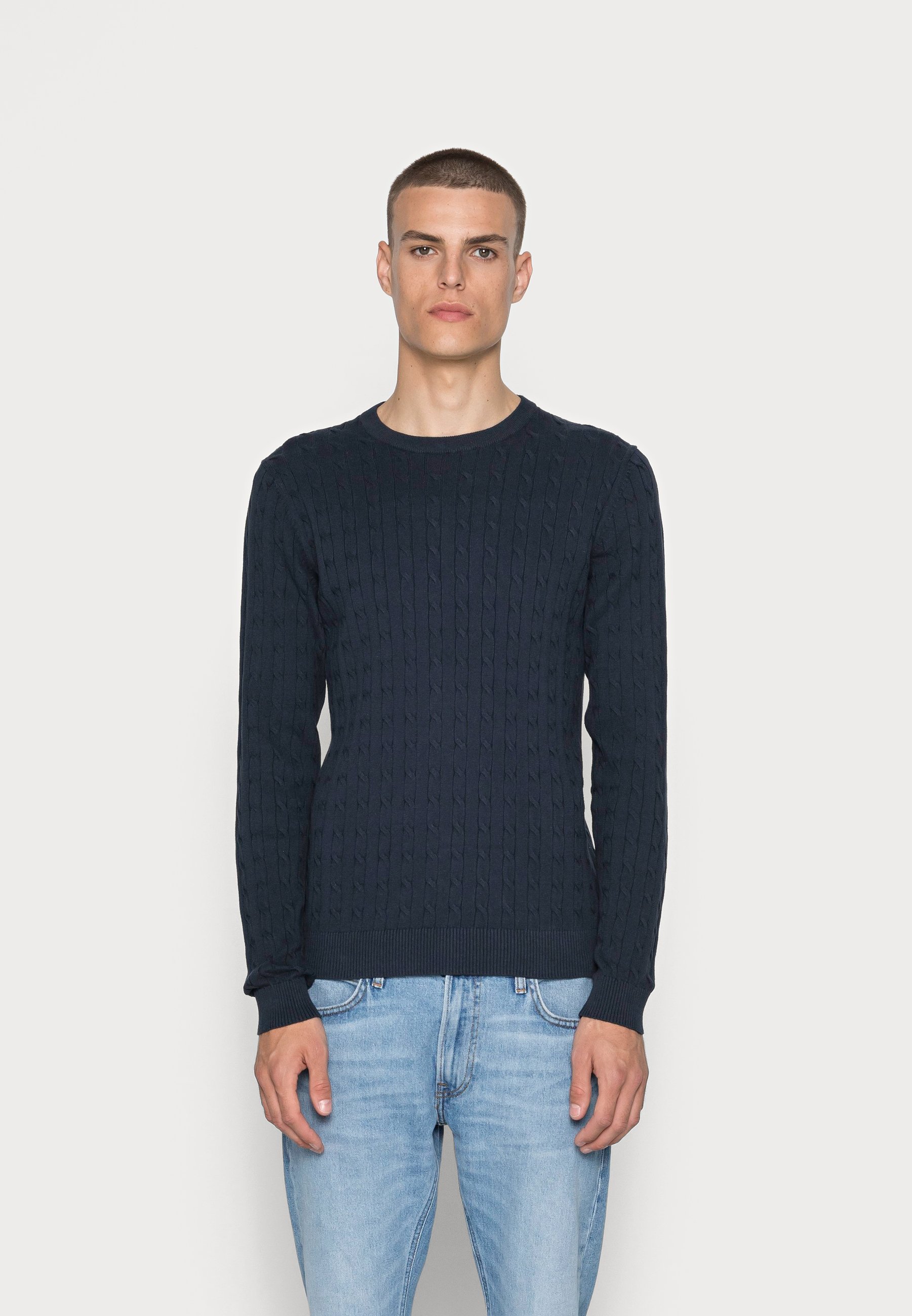 Jack \u0026 Jones PREMIUM JJGLENN CREW NECK - Jersey de punto - sky captain/azul  - Zalando.es