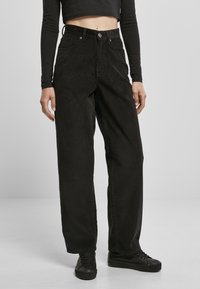 Urban Classics LADIES HIGH WAIST 90´S WIDE LEG CORDUROY PANTS - Kalhoty - black