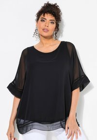 Ulla Popken 3/4 SLEEVE LAYERED  - Bluse - black