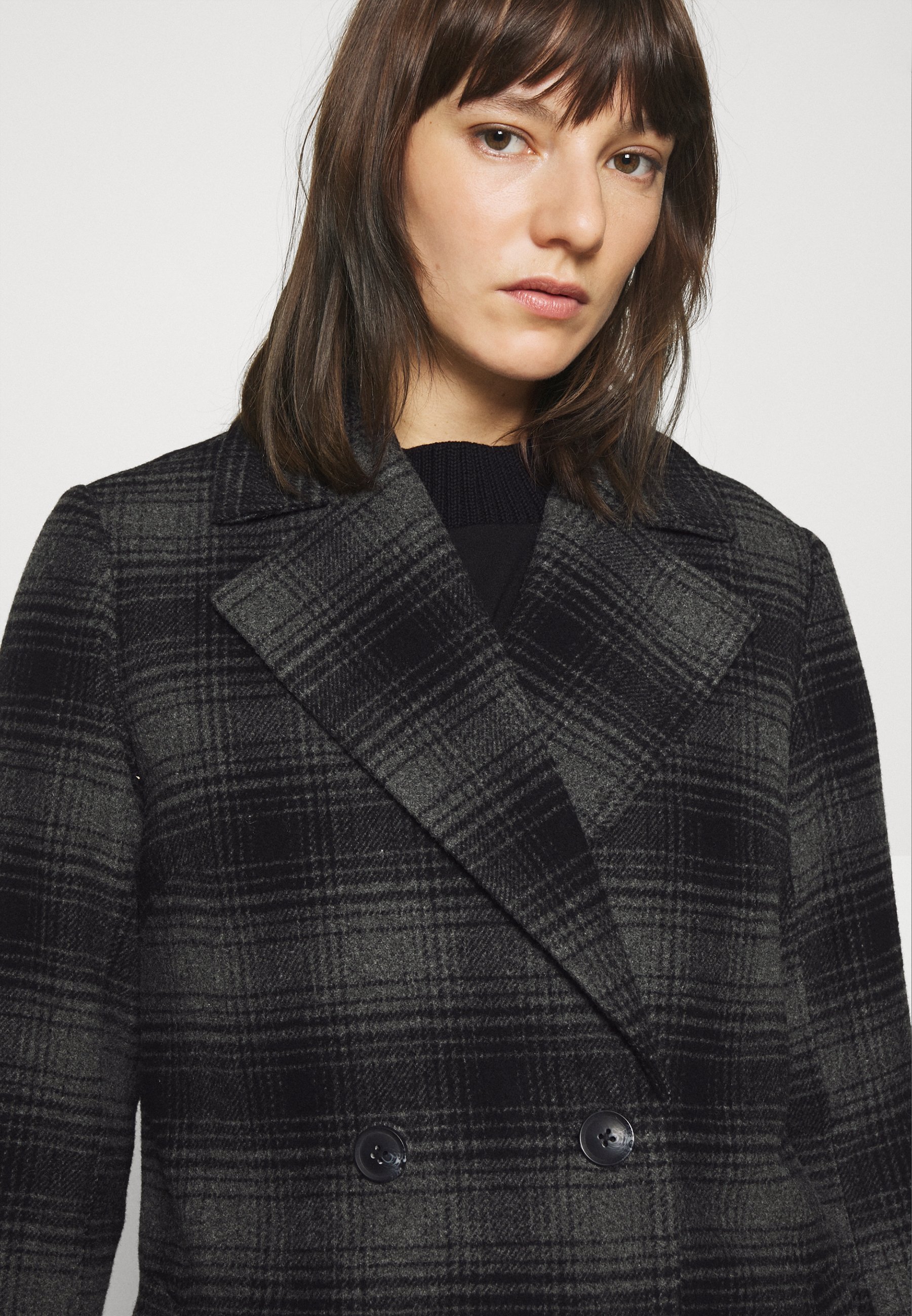 single breasted check coat