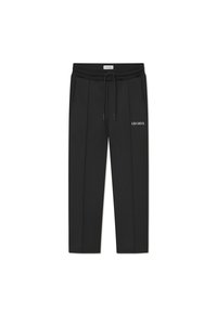 Μαύρο αθλητικό παντελόνι φτιαγμένο από λεία ύφα, με ελαστική μέση με κορδόνι, πλάγιες τσέπες και μικρό λευκό λογότυπο "LES DEUX".