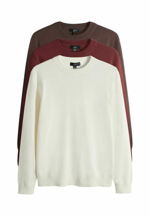 REGULAR FIT - FINE GAUGE CREW NECK 3 PACK - Trui - red/cream
