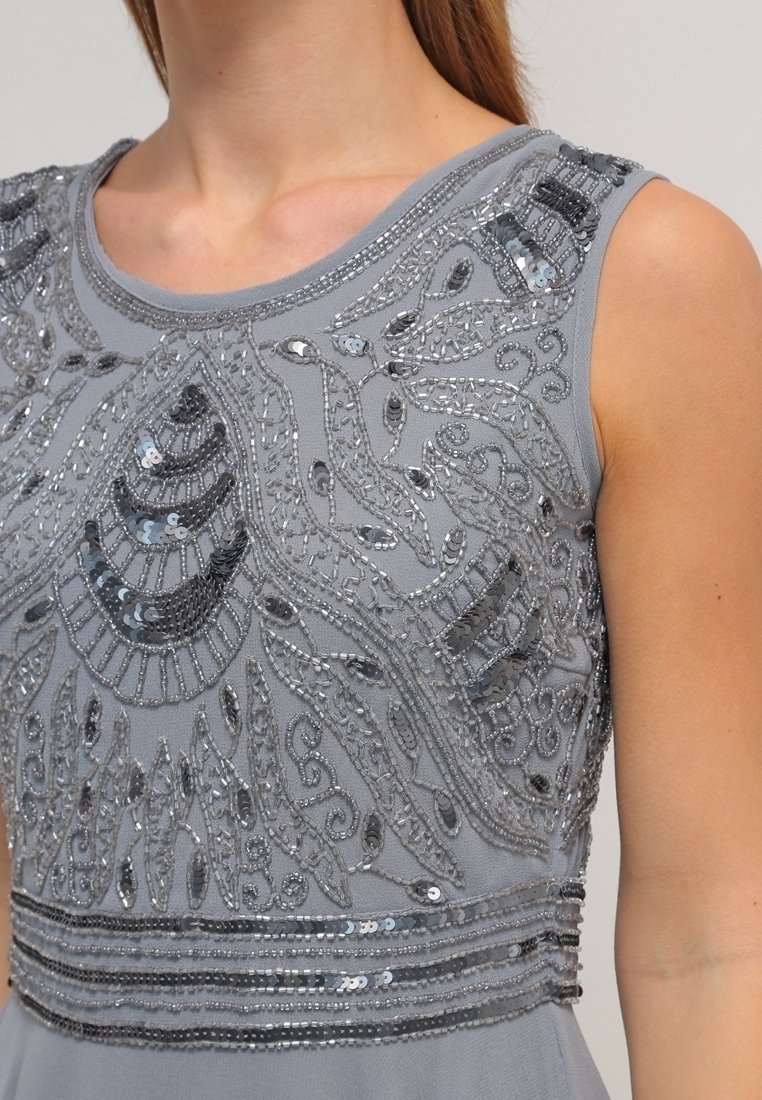 Lace & Beads Cocktail dress / Party dress - blue-grey