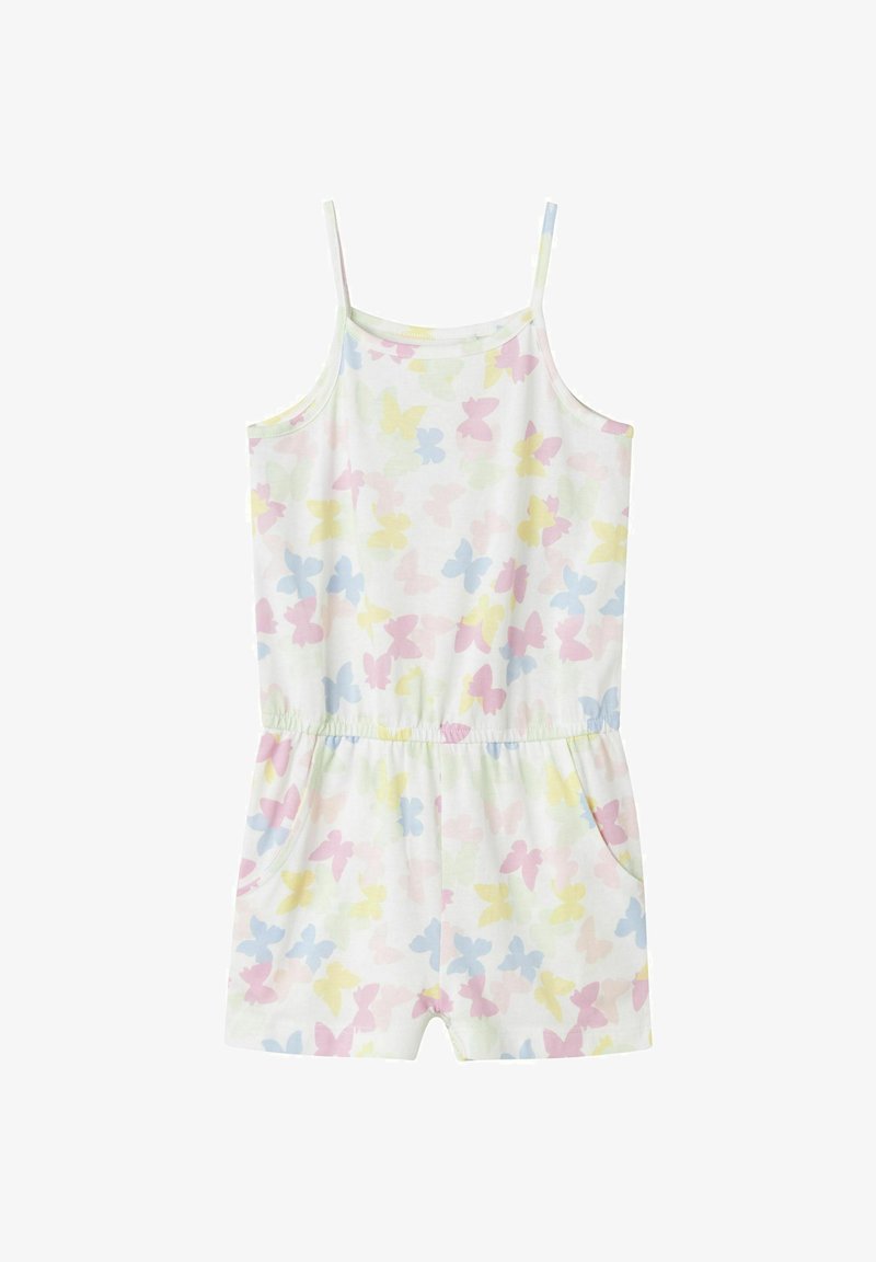 Kleita bez piedurknēm no mīksta kokvilnas ar tauriņu rakstiem maigo toņu (rozā, dzeltens, zils), ar regulējamām siksnām un sānu kabatām.