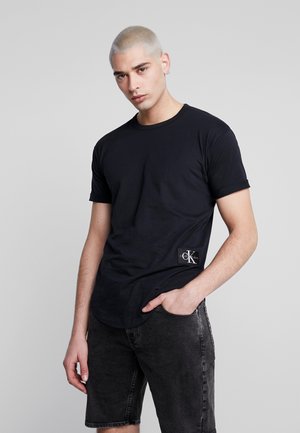 BADGE TURN UP SLEEVE - T-shirt basic - black